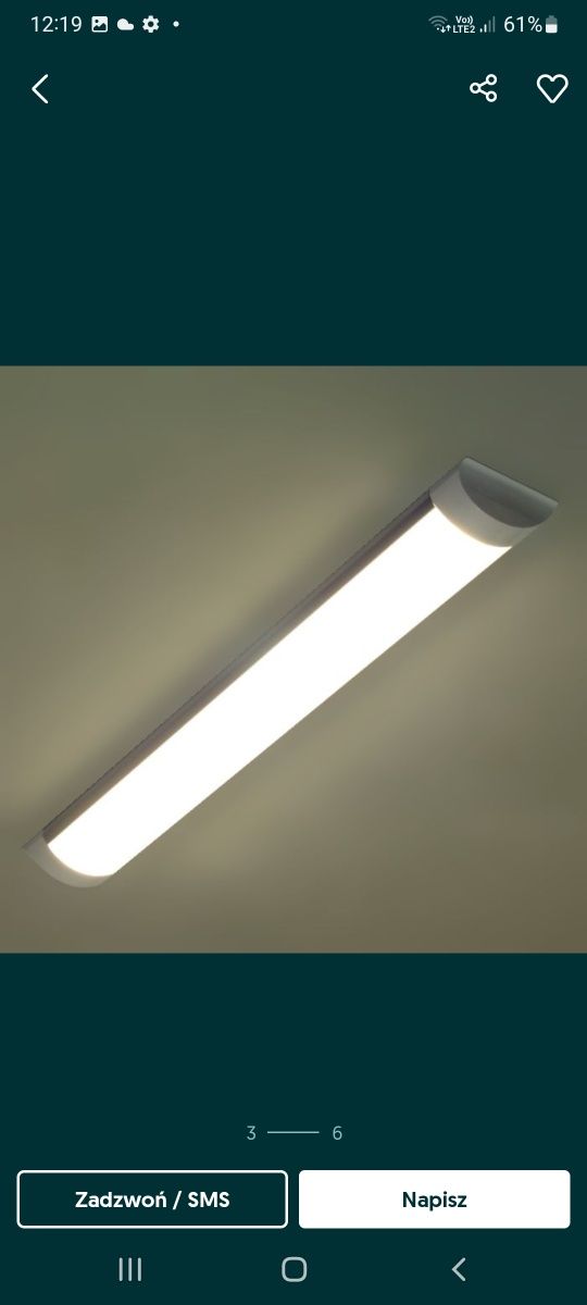 Lampa świetlówka  led natynkowa  garażowa 120