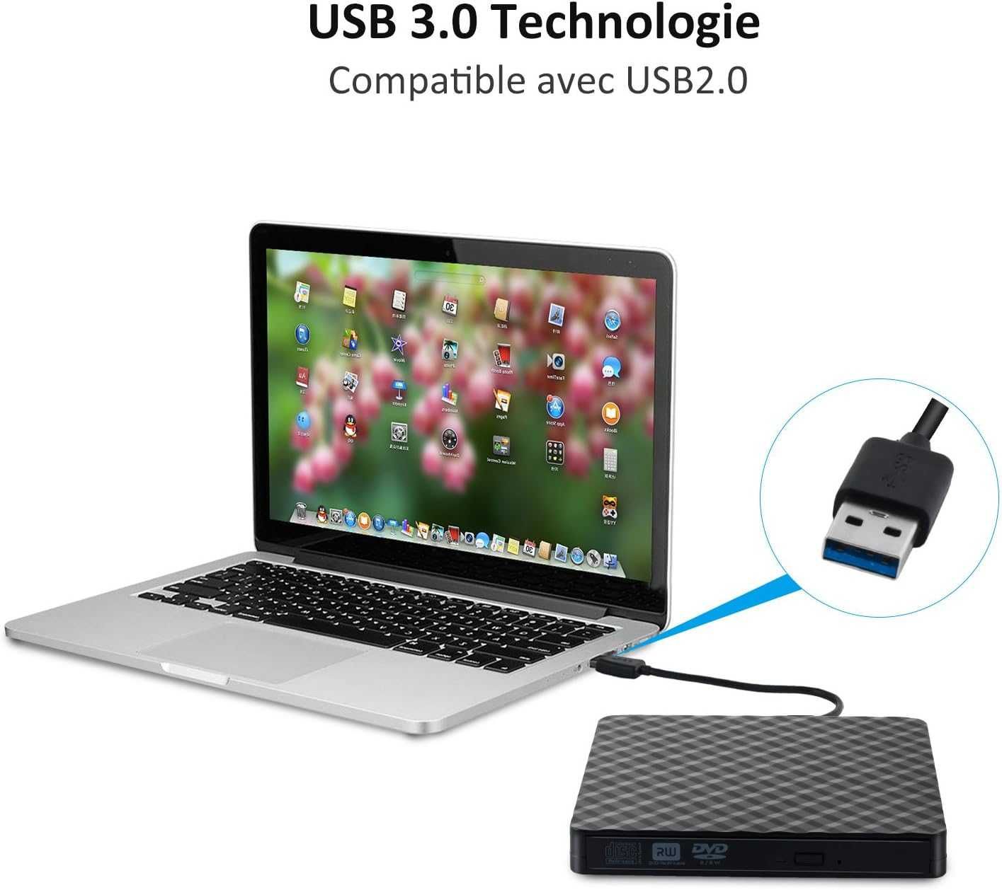 Napęd DVD Ultra thin external combo z DVD zewnętrzna CB31005 czarny