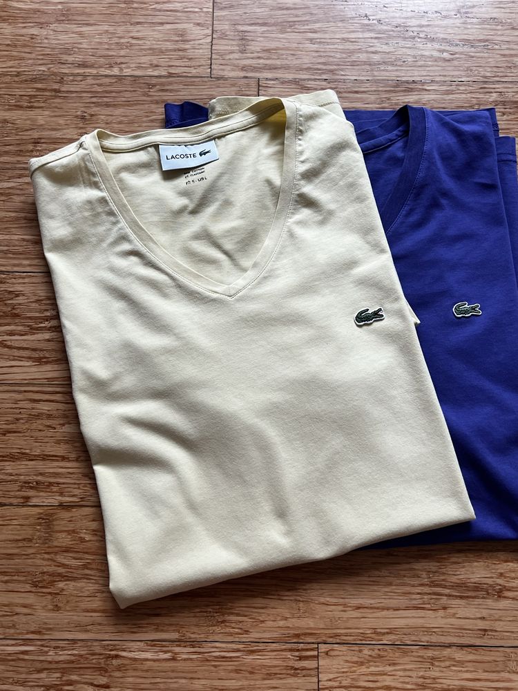 T-Shirt LACOSTE 2 szt w serek żółta i fioletowa rozm 36-38-40