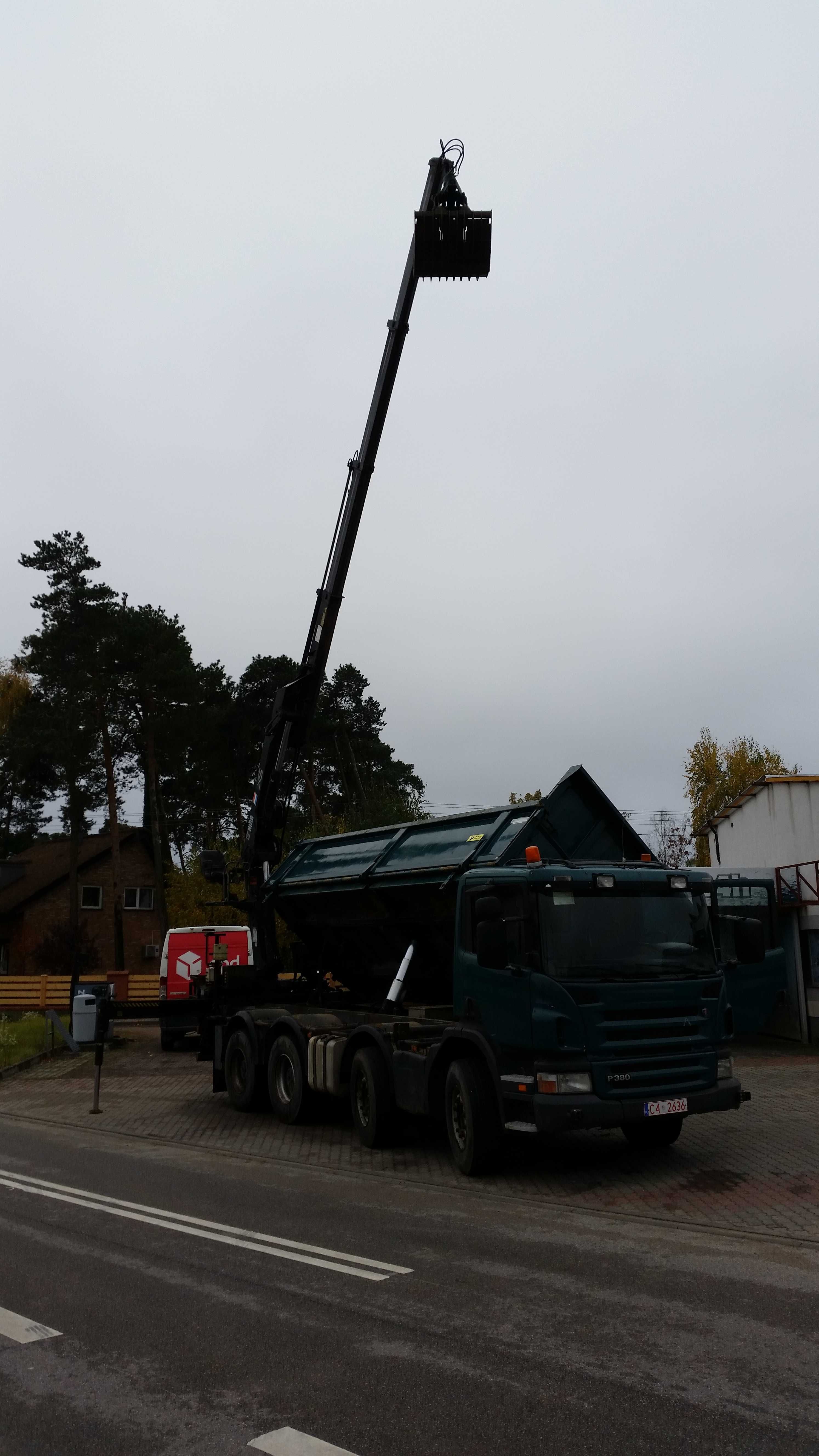 SCANIA P380 ,wywrotka, HDS HIAB 166 -RADIO, 8X4 ,