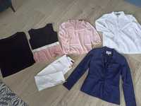 Zestaw paka 6 szt damskich ubrań eleganckich pracy 34 36 bluzki XS S