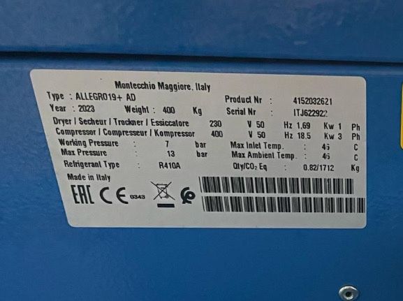 компрессор Alup Allegro 19 кВт 3,6м³/хв 13бар 2023р Італія гвинтовий