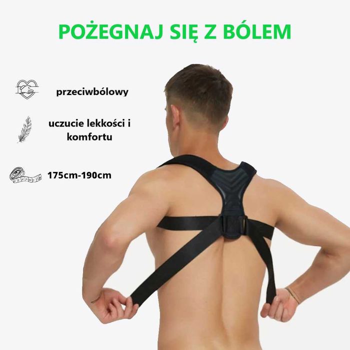 korektor postawy r. L pajączek GRATIS pasy fitnes wzr. 175-190 cm