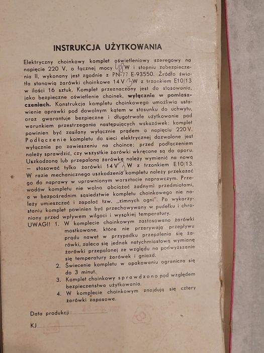 Lampki choinkowe jak świeczki PRL 1982r