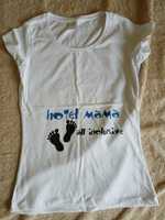 Bluzka koszulka t-shirt ciążowa biała hotel mama all inclusive M biała