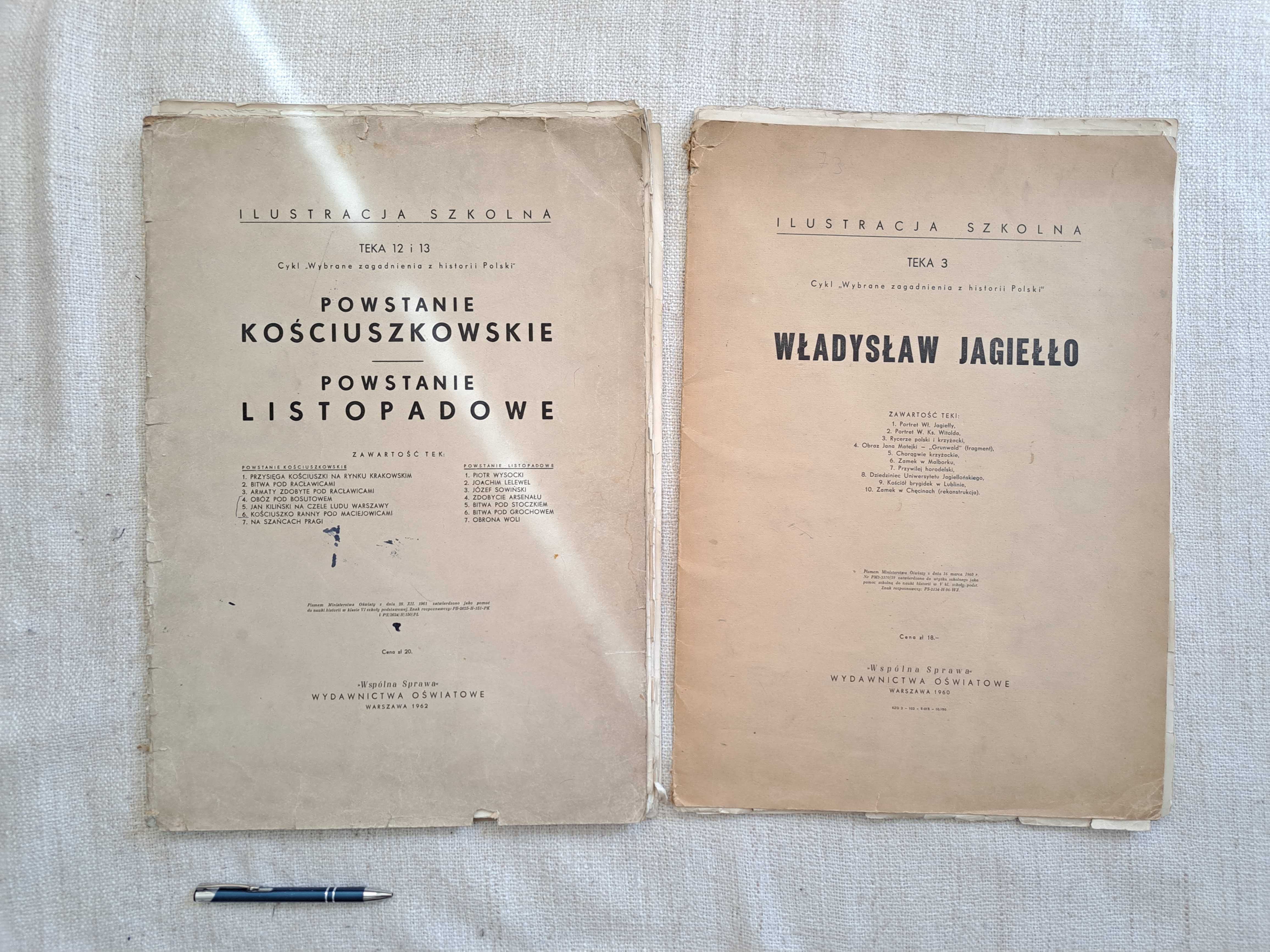 1960r. Teczki z ilustracjami: Władysław Jagiełło. Powstania 50 cm