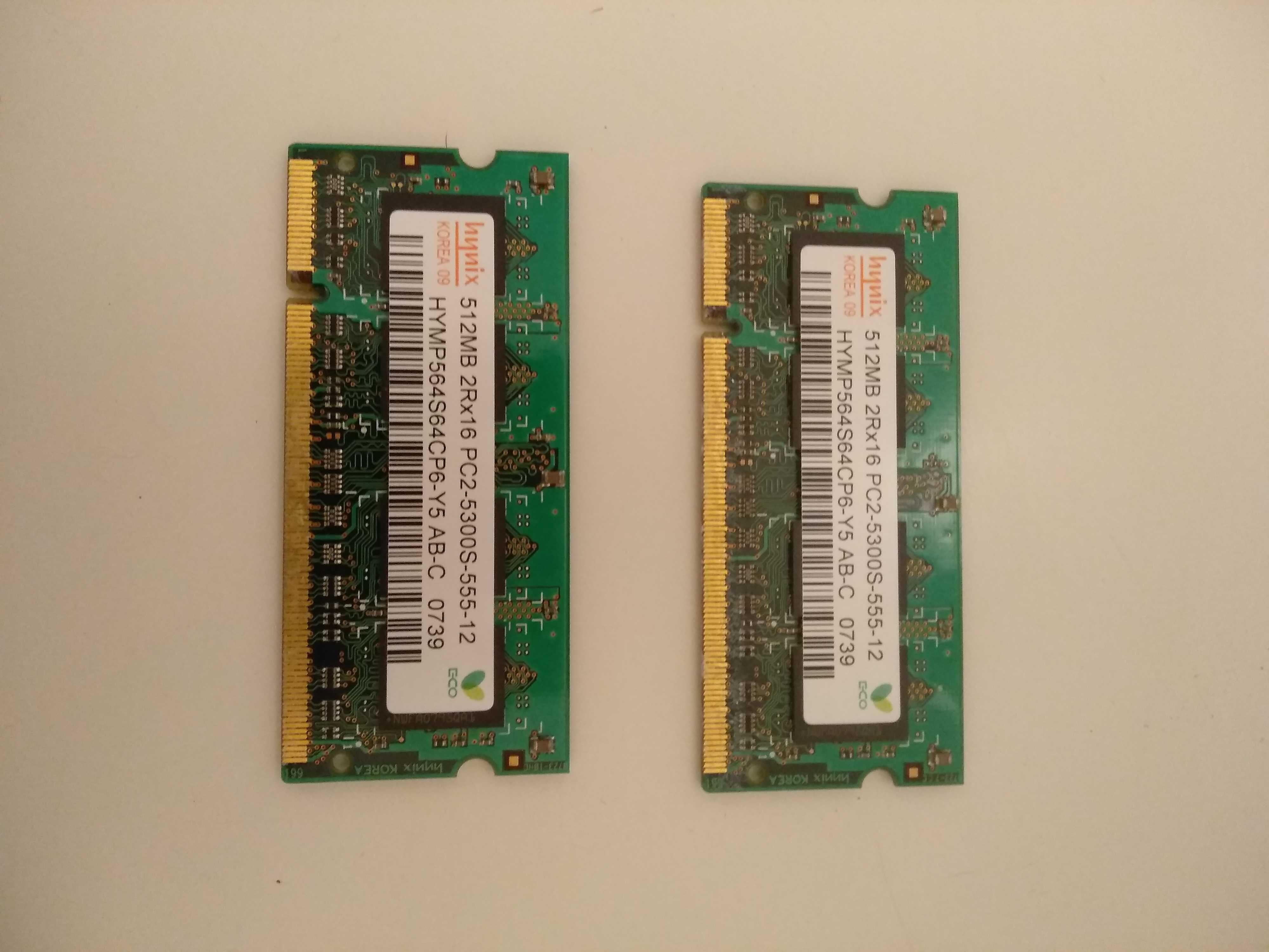 duas memórias  512 MB 2RX16 usadas mas a funcionar