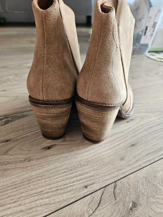 Nowe botki damskie,skora naturalna welurowa-przecierana