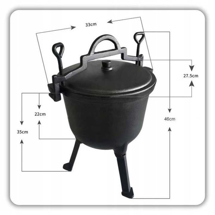 Kociołek żeliwny 8L ogrodowy do potraw jednogarnkowych leczo MOCNY new