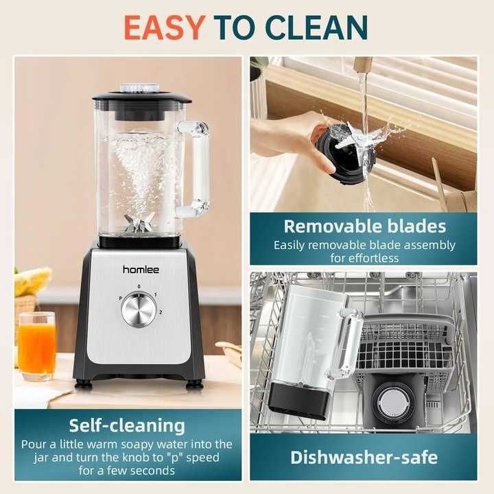 Blender-mikser stojący 1200W z funkcja pulsu, 1,6 l, szklany pojemnik