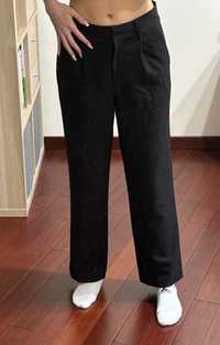 czarne szerokie spodnie garniturowe - NA-KD