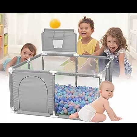 Kojec z Koszem Suchy Basen Dla Dzieci 125 x 125 cm Prezent Szary
