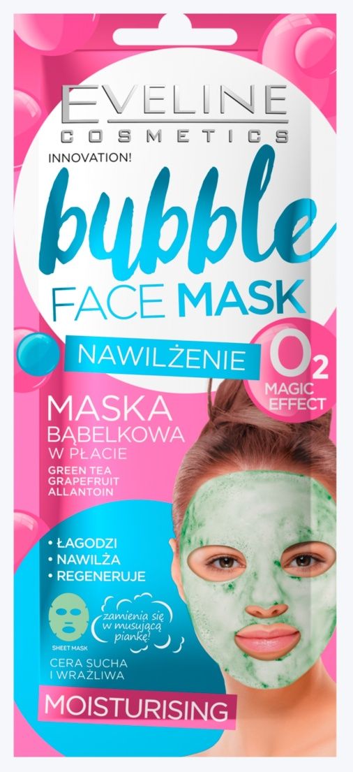 Eveline Bubble Face Mask o2 maska bąbelkowa w płacie zielona herbata