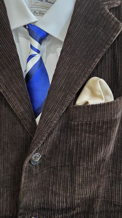 Вінтажний Вельветовий Блейзер M&S Blue Harbour – Хлястик на спині!