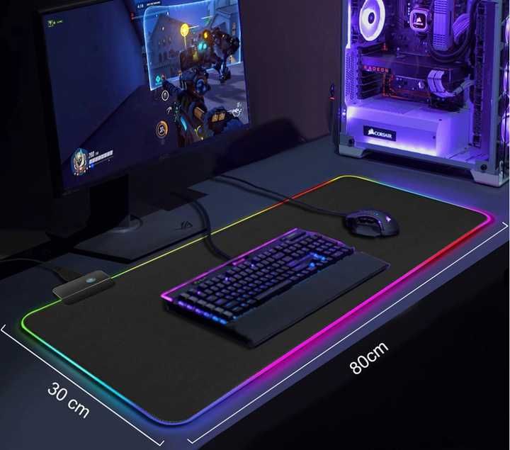 PODKŁADKA GAMINGOWA świecąca podkładka pod mysz klawiaturę led rgb