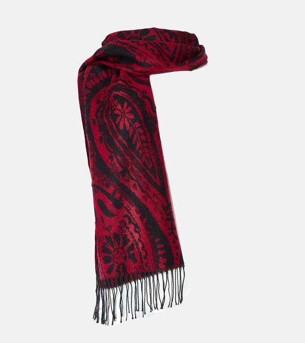 Czerwono-czarny szalik w kwiaty Colonie