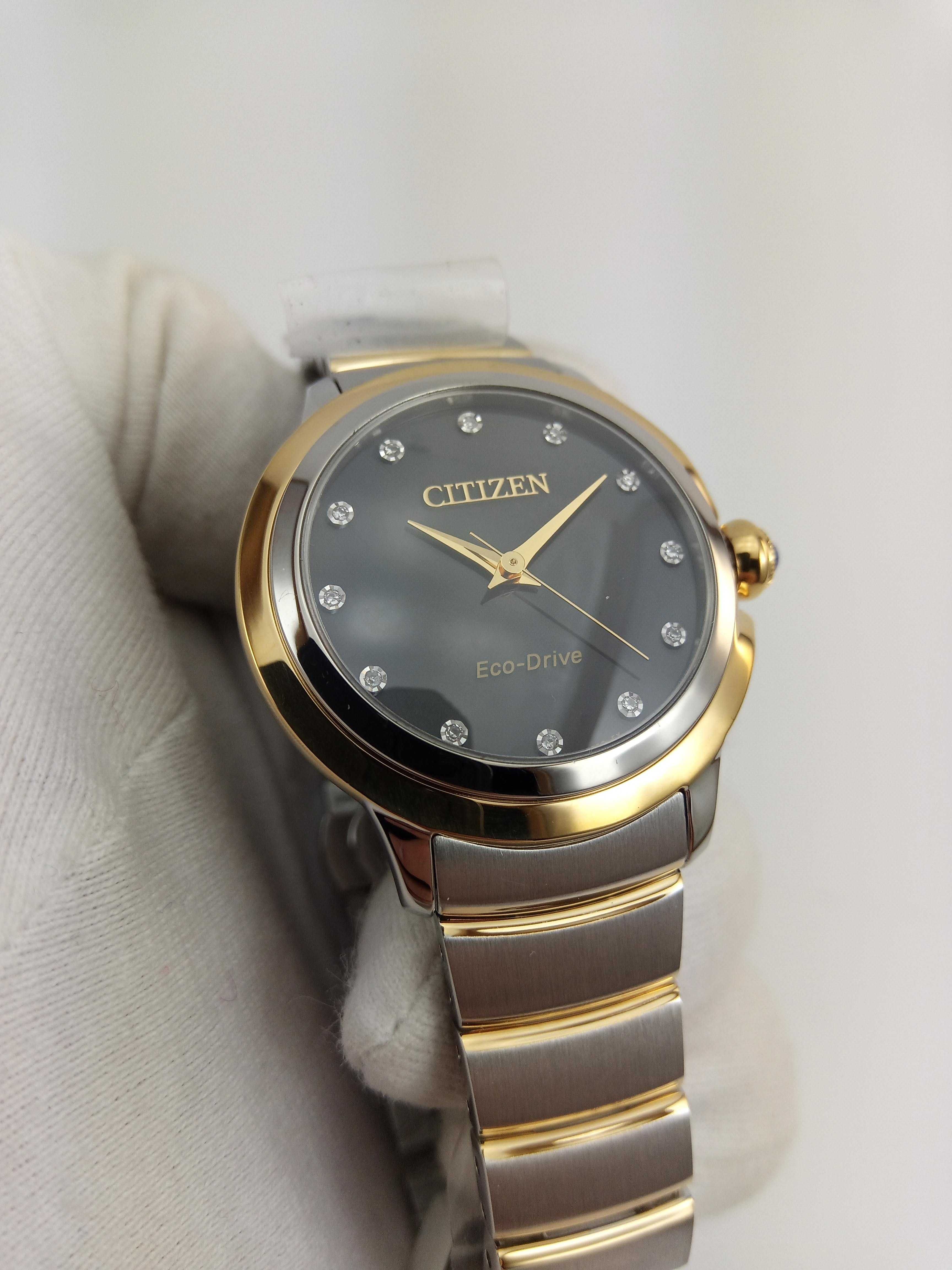 Женские часы с 12 бриллиантами Citizen Diamond EM0954-50E сапфир