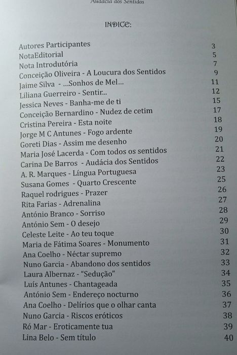 Audácia dos Sentidos  - Antologia 
Antologia Poética