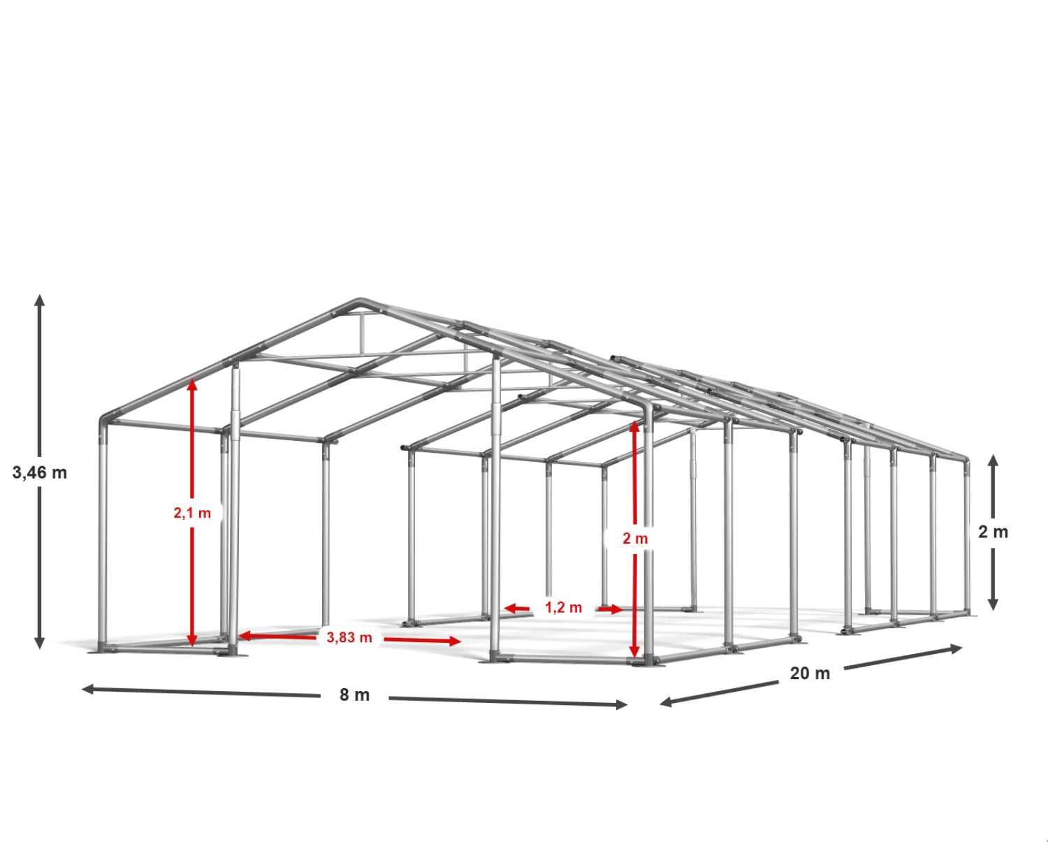 8x20x2m Hala Namiotowa CAŁOROCZNA  Namiot Magazynowy WINTER+ 600g DAS