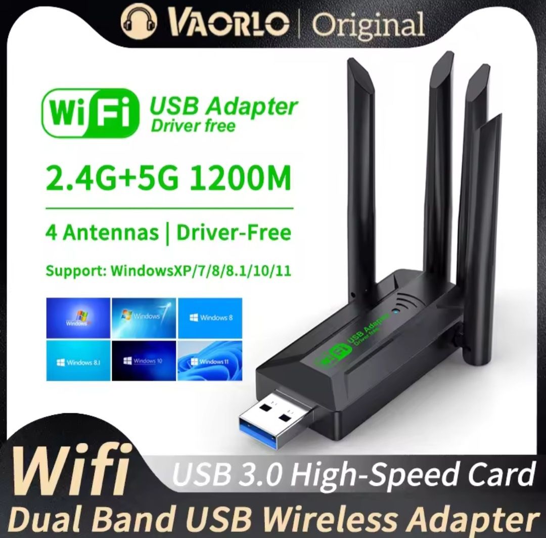 Двохдіапазонний адаптер 1200 Мбіт/с WiFi-5 USB 3.0 2.4GHz+5GHz 802.1