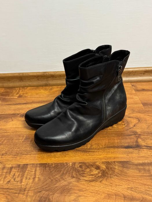 Buty skórzane botki zimowe trapery buty ocieplane czarne Remonte 38