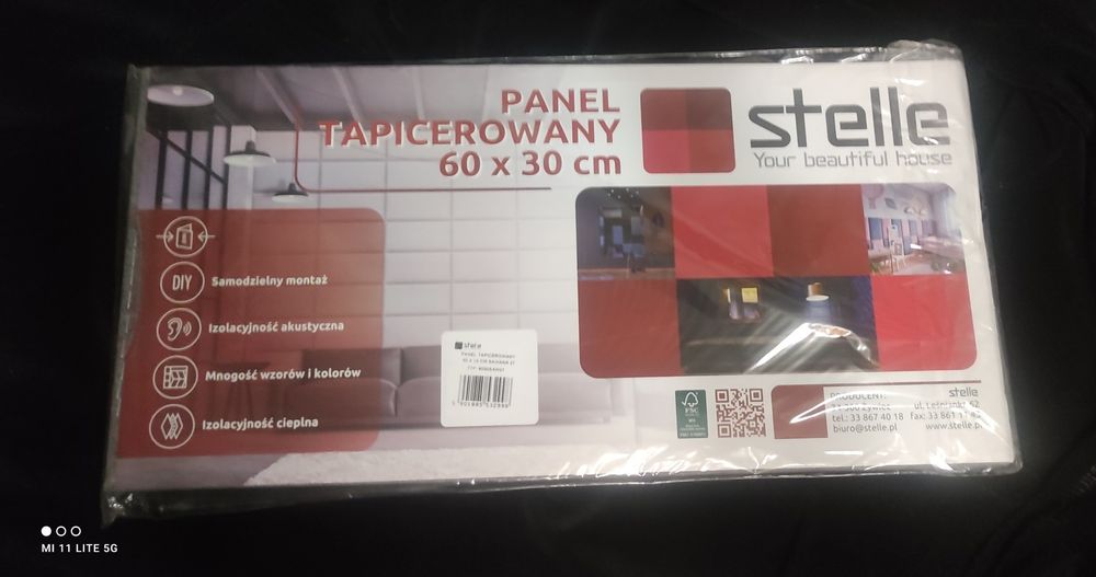 Panel tapicerowany szary 60x30cm