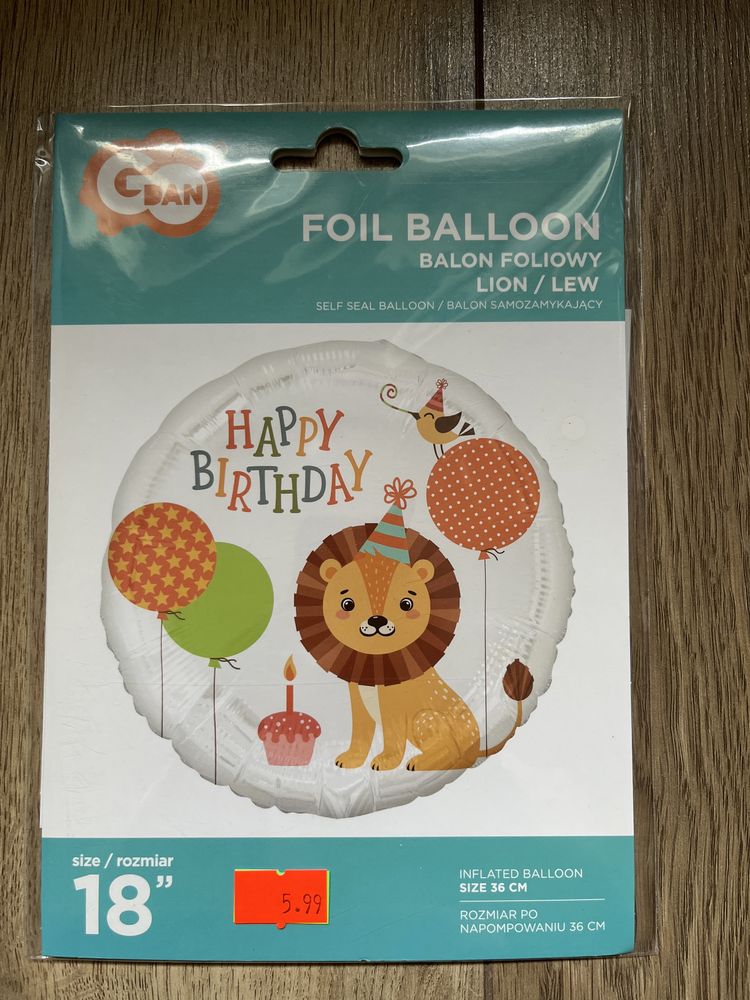 Balon foliowy Lew (Happy Birthday), 18"