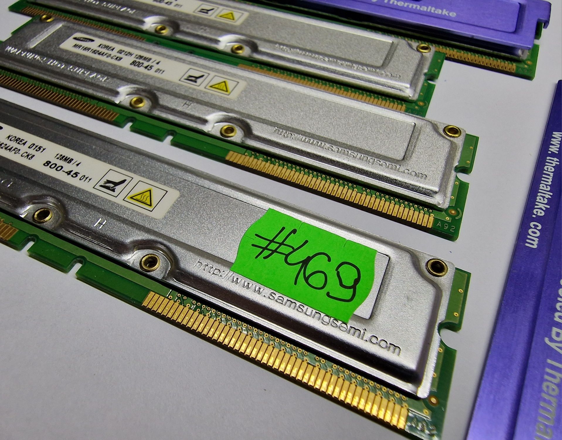 #469   Samsung 128MB PC-800  ECC 800Mhz RAMBUS RIMM RDRAM MR16R1624