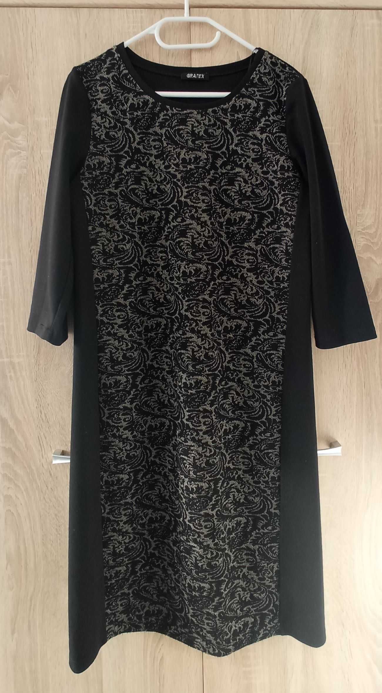 Mała czarna sukienka dopasowana GRATEX rozmiar 42