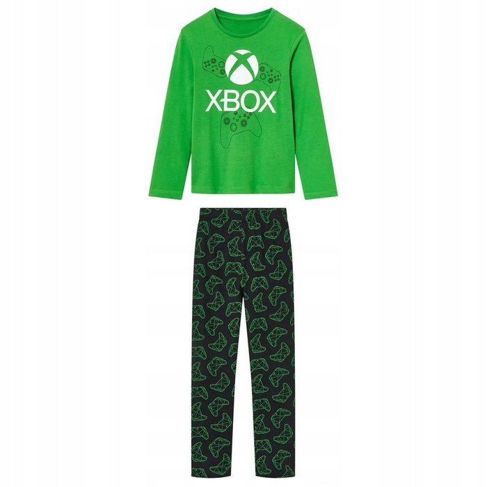 XBOX Piżama Dziecięca Chłopięca ZIELONO CZARNA 122/128 100% Bawełna