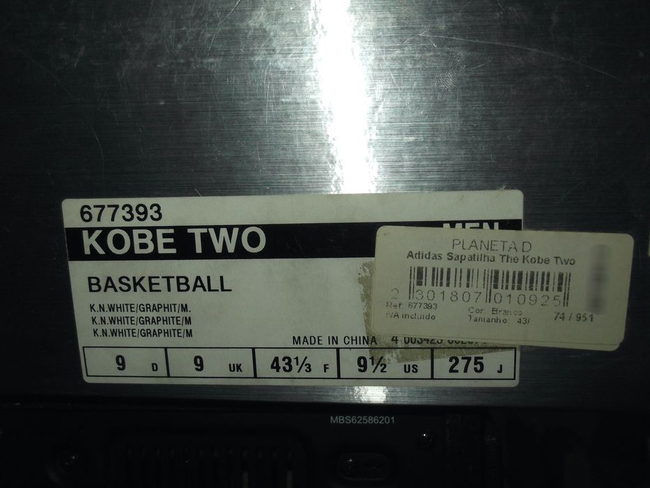 Adidas Kobe Two Brancas 677398 Raras de 2001