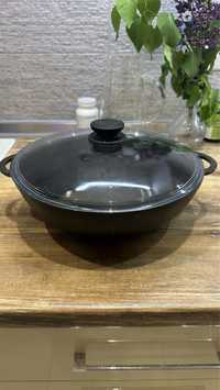 Чугунна сковорода wok biol з кришкою 28 см з кришкою