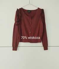 Sweter Kardigan Just Cavalli brązowy burgundowy wiskozowy 36 S