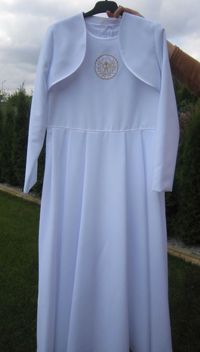 Alba sukienkowa dla dziewczynki z bolerkiem i wiankiem - r. 152