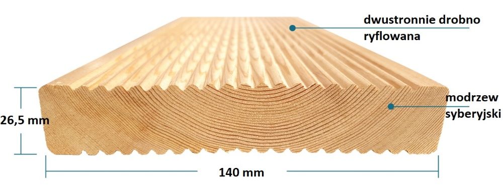 Deska tarasowa. Modrzew zachodni kanadyjski