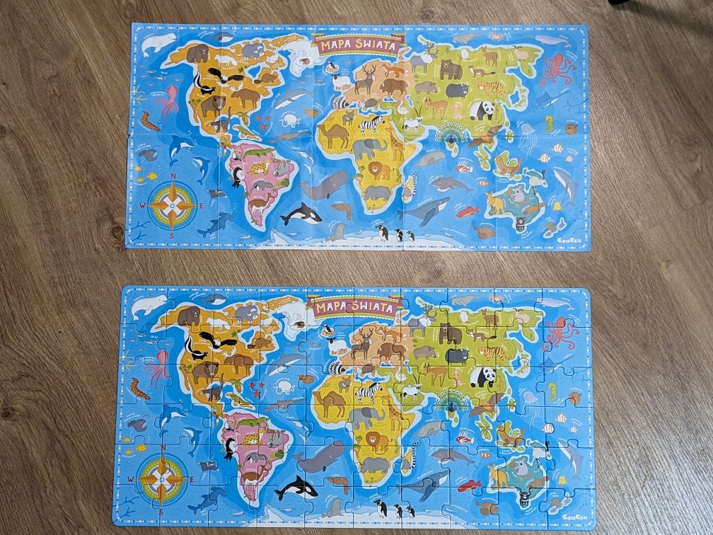 Puzzle edukacyjne 60 elementów dla dzieci, CzuCzu Mapa Świata