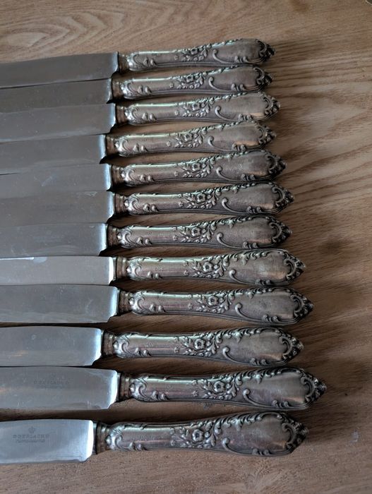 Stare zdobione noże Gerlach 12 sztuk