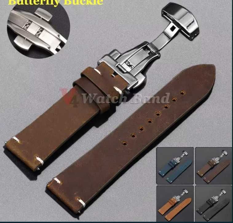 Pasek ze skóry bydlęcej do Omega 22 mm motylek