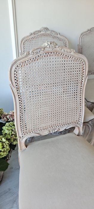 Stylowe krzesła rafia Shabby Chic Ludwikowskie Ludwik Prowansja  boho