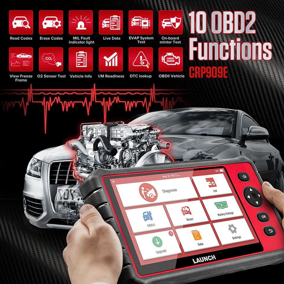 Máquina de diagnóstico Automóvel Launch X431 CRP909E SELADO