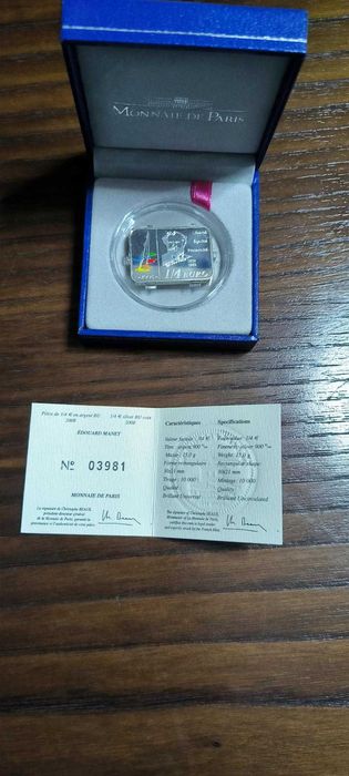 França, 1/4 euro 2008 - 'Edouard Manet' prata-NOVO PREÇO