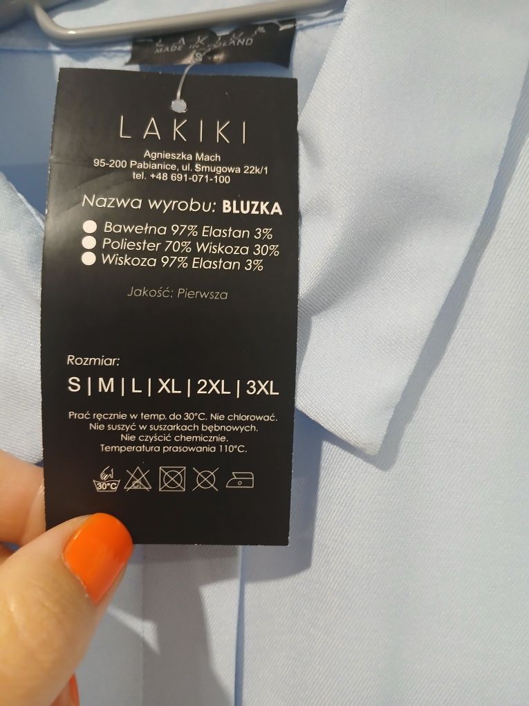 Koszula damska błękitna złote guziki