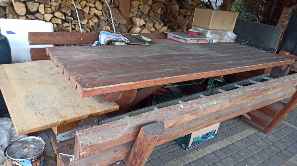 Sprzedam stol do ogrodu z bali i2 lawki