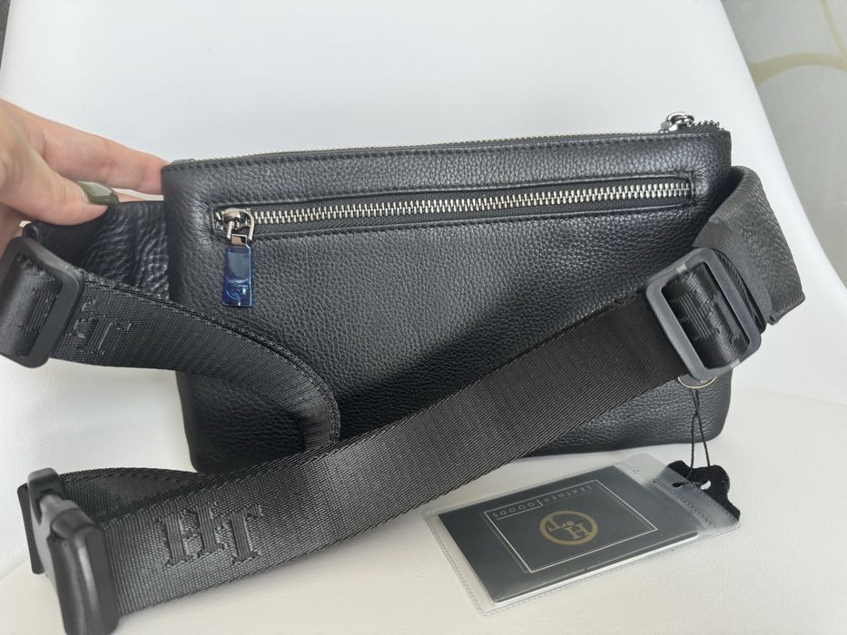 HT Leather бананка шкіряна Кожаная поясная сумка Слинг Мужская сумка