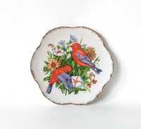 Dekoracyjny talerzyk porcelanowy Ptaki i kwiaty talerzyk porcelana