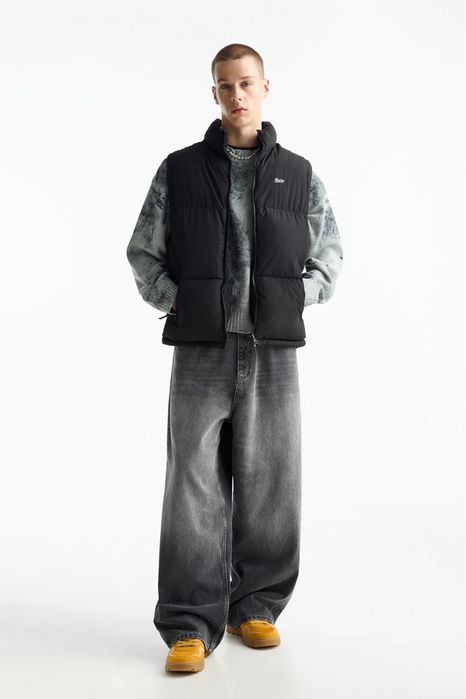 Жилет Pull&Bear STWD Puffer Vest (S / M) чорний чоловічий пуховий