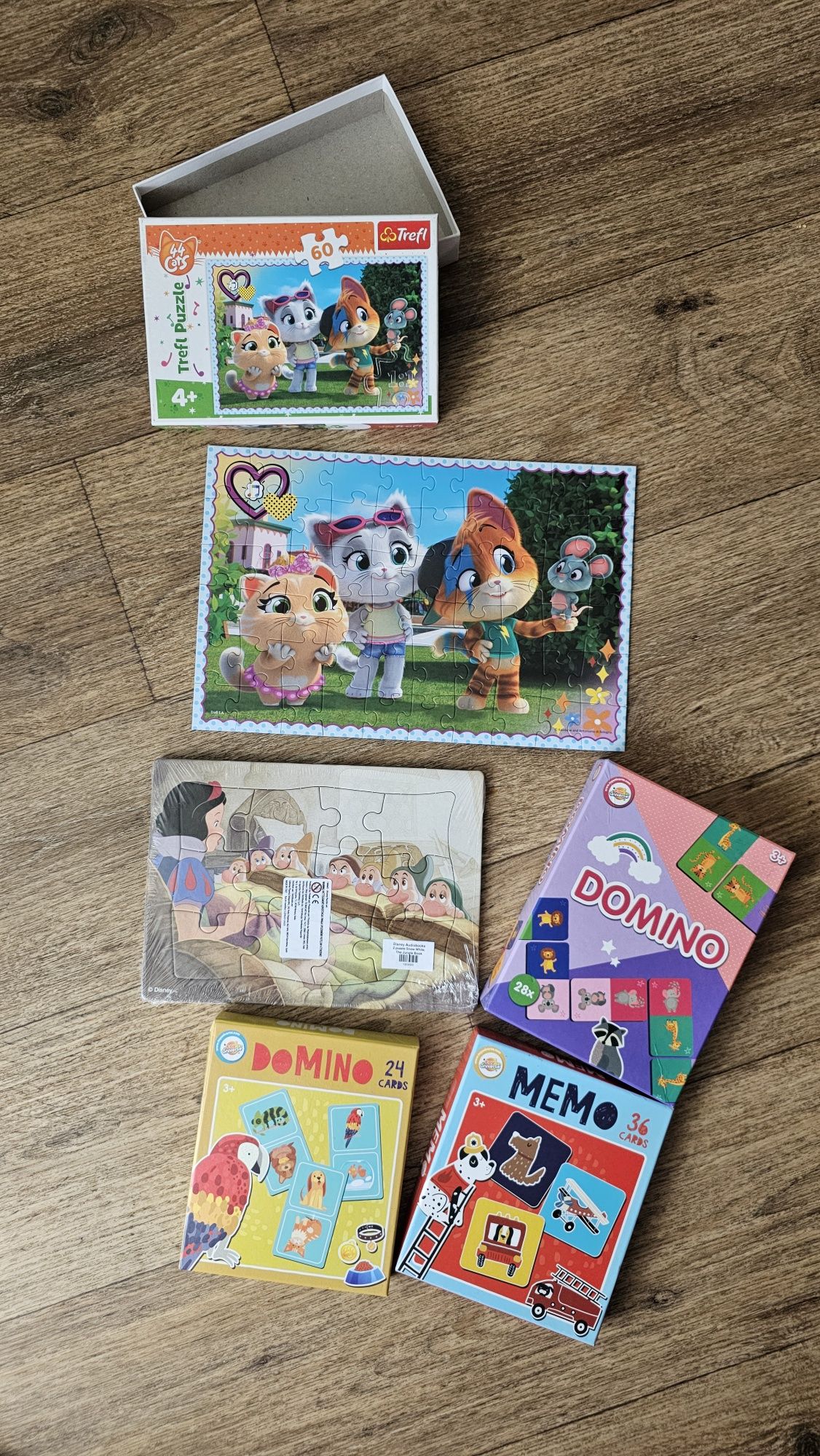 Zestaw puzzle bluey , koty, memo domino