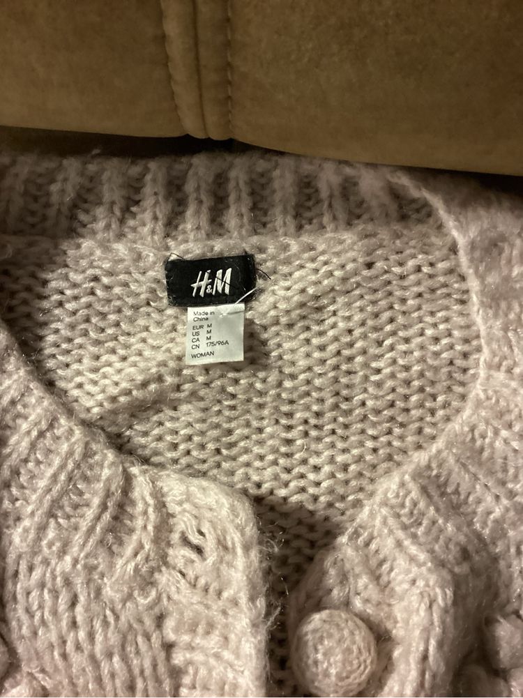 Sweter H&M, rozmiar 38, delikatny różowy
