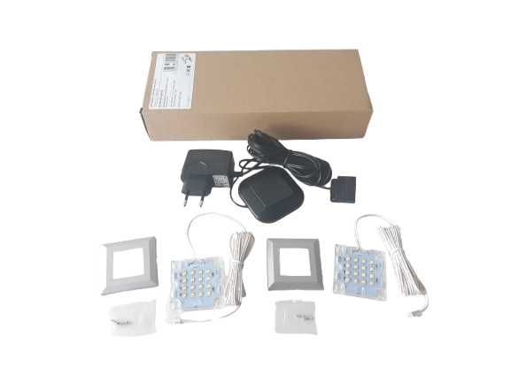 Oświetlenie podszafkowe Do półek 2x LED SQUERE2S Włącznik Zasilacz