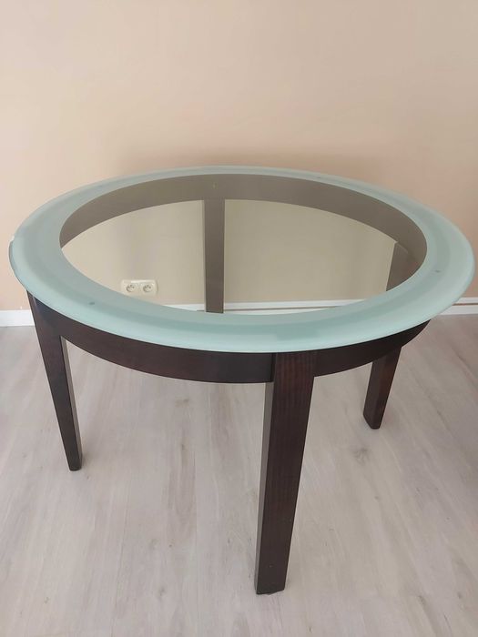 Stół szklany okrągły + 4 krzesła